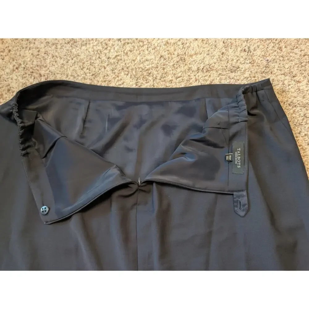 Talbots Woman Petites Size 18WP Color Black Back Zip Pencil Skirt Back Vent
